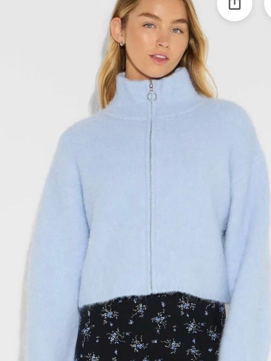 wild fable Jackets & Blazers - Medium Wild fable Light Blue Zip-Front Mock turtleneck sweater